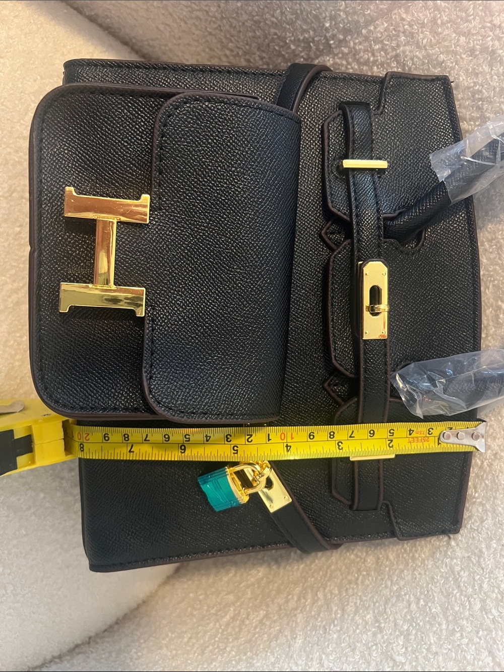 INSPIRED Black Structured Top-Handle Women’s Bag with Gold Hardware - Picture 13 of 14